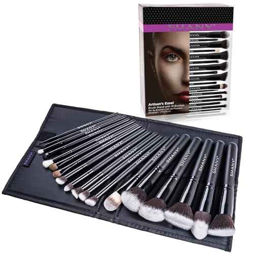 SHANY Artisan¡¯s Easel Bamboo ? Elite Cosmetics Brush Collection - Complete Kabuki Makeup Brush Set with Standing Convertible Brush Holder - 18 pcs (BLACK)