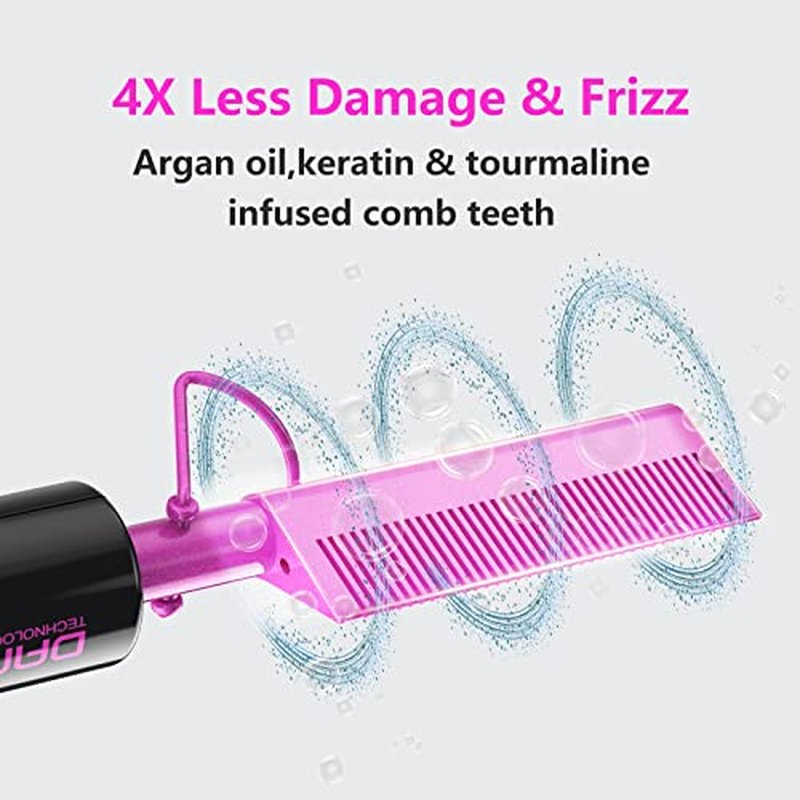 DAN Technology Dual Voltage Ceramic Pressing Comb - 450¡ÆF Fast Heating Mini Straightener for Lace Front Wigs and Black Women's Hair