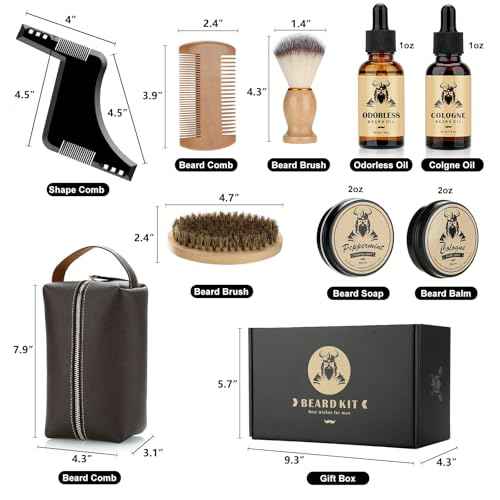 Beard Care Kit Gifts for Men, 9 Pcs Beard Grooming Kit, Beard Club Kit is a Unique Men's Gifts for Dad Husband Boyfriend, Father's Day Anniversary Birthday Wedding Christmas Gift Ideas for Him Boss
