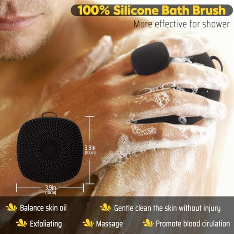 VWMYQ Silicone Body Scrubber, Silicone Loofah New Upgrade Richer Foam and Effective Cleaning, Ergonomic No-Slip Handle, Long-Lasting & Easy to Clean
