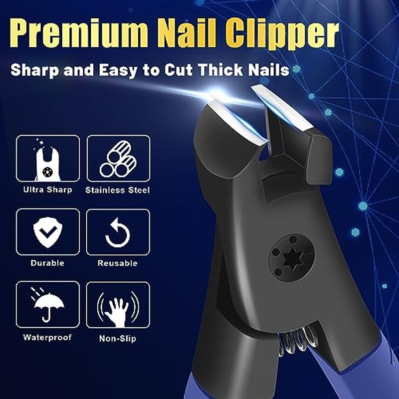 Professional Ultra Sharp Nail Clippers for Thick Finger & Toenails - Long Handle, Suitable for Men, Women & Seniors