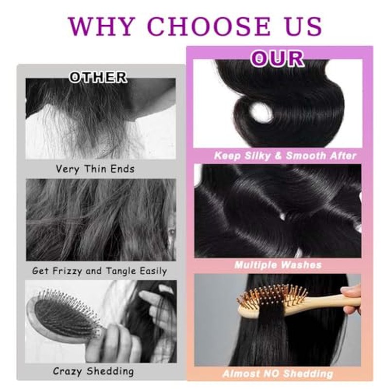 Body Wave Bundles Human Hair Soft 16 18 20 22Inch 100% Brazilian Human Hair Bundles 12A Hair extension Long Natural Black Color For Women