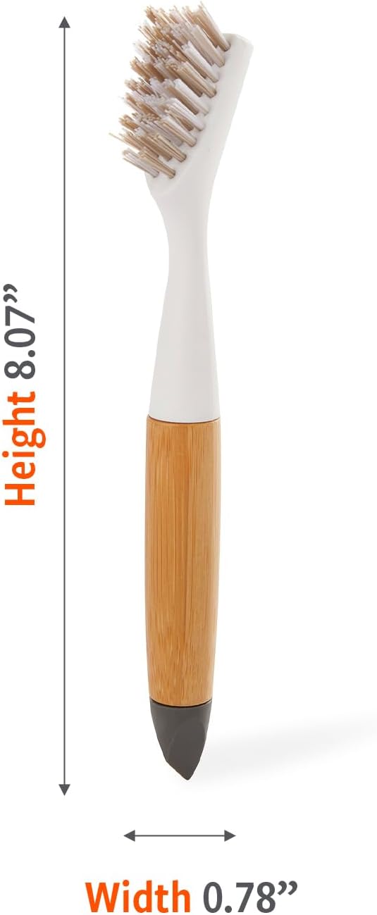 Full Circle Micro Manager - Deep Cleaning Brush for Crevices & Grout | Tough Bristles, Sustainable Bamboo Handle, White