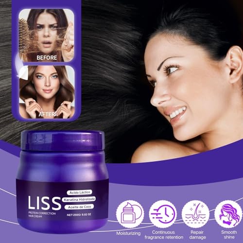 Liss Alisado, Liss Hair Straightening Cream 8.82 OZ, Protein Hair Cream, Professional Smoothing Treatment for Silky, Frizz-Free Hair