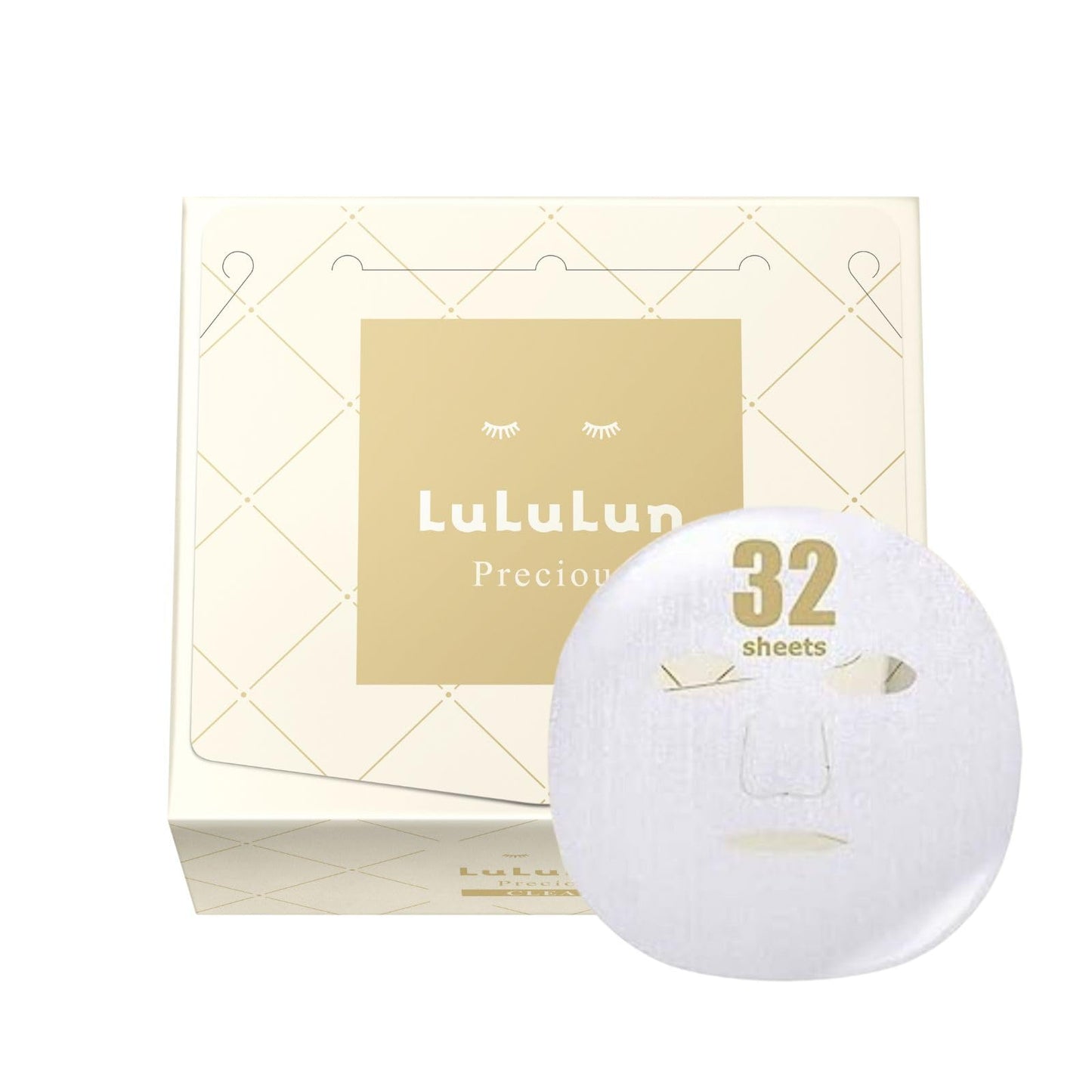 Lululun 32EA Anti Aging Face Mask Sheet for Women & Men, Hydrating Sheet Mask for Even-Toning Skin, Organic Face Mask, Daily Facial Mask Skincare with Green Tea & Shiso Leaf, PRECIOUS CLEAR