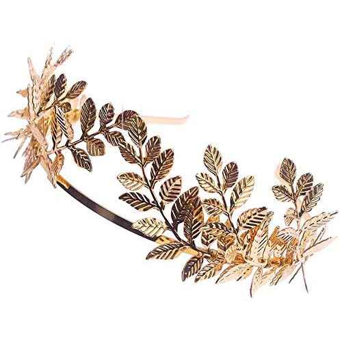 Sither Bridal Gold Leaf Crown Headband Olive Leaves Tiara Headpiece for Wedding Party Prom Halloween Festival Hair Accessories (gold)