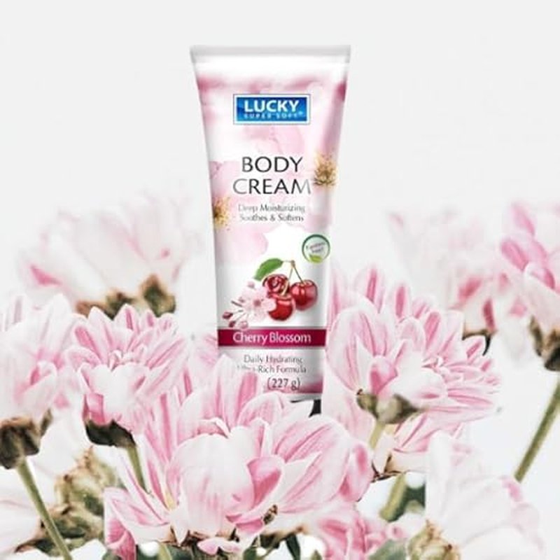 Lucky Super Soft Body Cream, Cherry Blossom, Deep Moisturizing to Soothe & Soften Skin, 6 oz, 3 Pack
