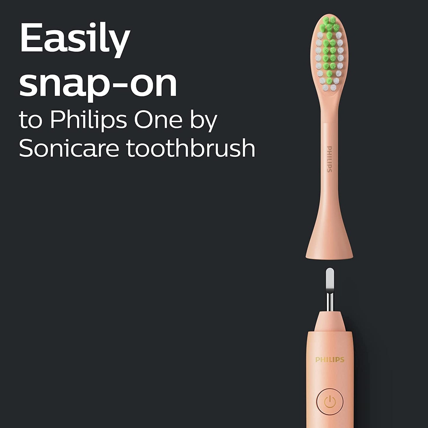 Philips One by Sonicare Genuine Replacement Electric Toothbrush Heads, 2 Brush Head Pack Up to 6 Month Supply, Shimmer Pink, BH1022/05
