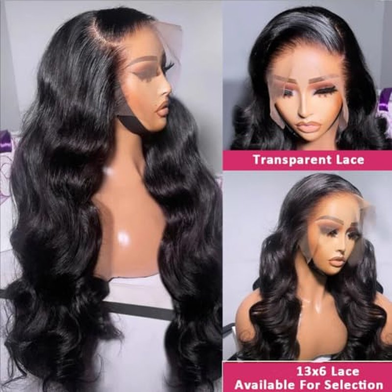 30 Inch 13x6 Body Wave Lace Front Wigs Human Hair Pre Plucked HD Transparent Lace Frontal Wigs Human Hair Glueless Human Wigs with Baby Hair for Women 200% Density