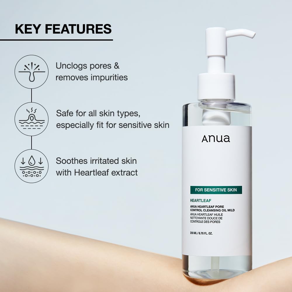 ANUA Mild Double Cleanser Duo - Heartleaf Pore Control Cleansing Oil & Quercetinol Face Wash | Korean Skincare Essentials