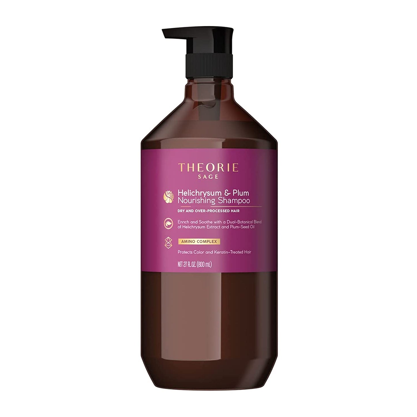 Theorie Nourishing Shampoo with Helichrysum & Plum - Enriches & Soothes Dry Hair | 800mL Pump Bottle