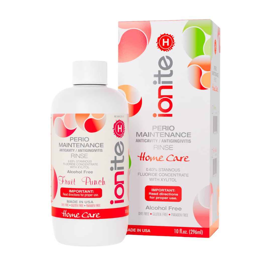 Ionite-H Home Care 0.63% Stannous Fluoride Perio Maintenance Rinse Mouthwash - with Mixing Cup/Shaker and Dispensing Pump (10 Fl oz, FruitPunch)