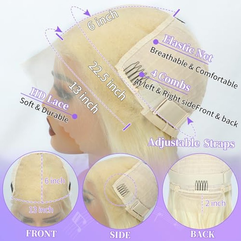 30 Inch 613 13x6 Lace Front Wig Human Hair 200 Density Blonde Body Wave Lace Front Wigs Human Hair Pre Plucked 613 HD Lace Frontal Wig 13x6 Blonde Glueless Wigs Human Hair for Women