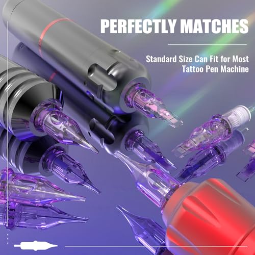 Tattoo Needles 10pcs Assorted Standard Size 9RL Disposable Tattoo Cartridge Needles with Membrane Round Liner Cartridges for Rotary Tattoo Pen Machine Gun Tattoo Supplies