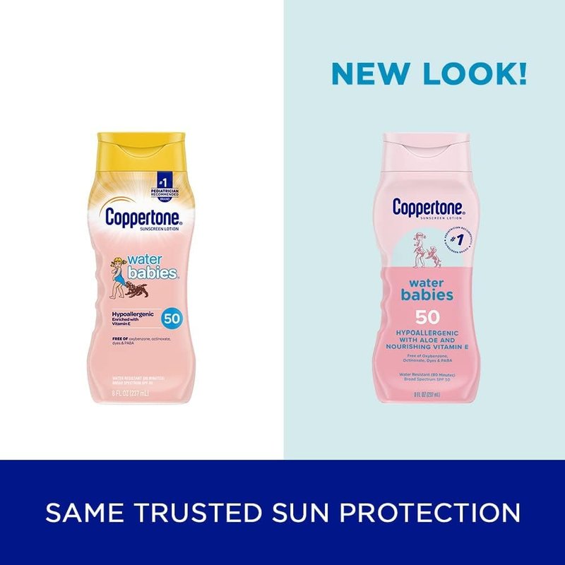 Coppertone Water Babies Sunscreen Lotion - SPF 50, Gentle Formula, 8 oz (Pack of 2)