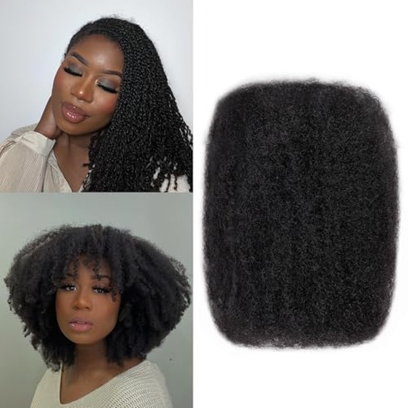 Afro Kinkys Bulk Human Hair For Braiding Afro Kinky-Curly Human Hair Bulk For Mini Twist Hair 18Inchs 50g/pack Bulk Human Braiding Hair For Micro Locs Extensions (1B, 18Inchs,50g/pack)