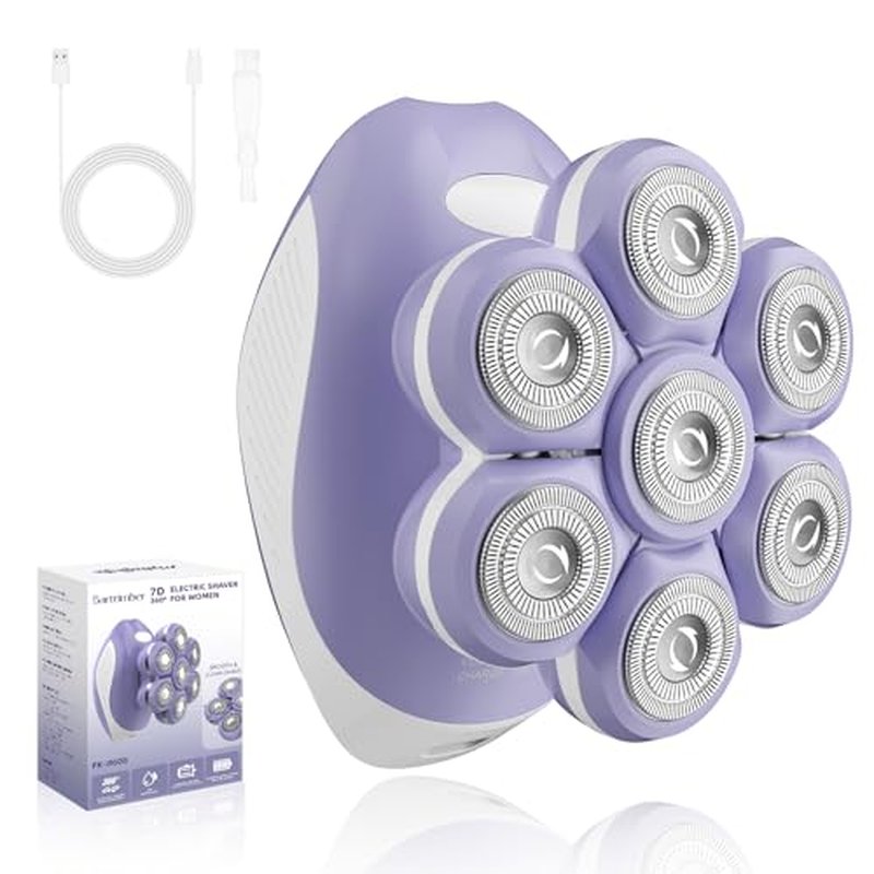 7D Electric Razor for Women: Fast & Painless Full-Body Shaver for Legs & Face ? Waterproof Hair Remover with Light & Travel Cover ? Wet/Dry Use, Smooth Close Shave, Birthday Christmas Gift