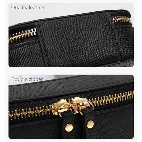 LETGO Clear Makeup Bags Set - TSA Approved Toiletry Bag with Handle Large Opening, Clear Toiletry Bags Case Pouch for Traveling Travel Car Orangizer Storage Essentials (Mini+Large Black)