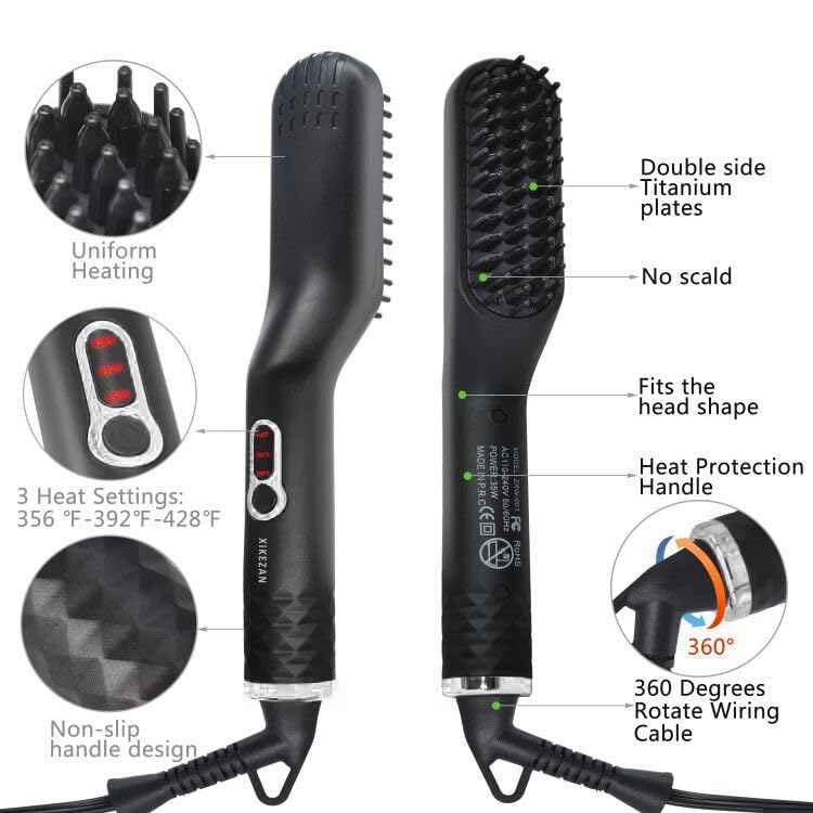 Beard Straightener for Men,Premium Heated Beard Brush w/Anti-Scald Feature,Beard Straightening Comb,Unique Fathers Day Birthday Valentines Gifts for Men Him Dad Boyfriend Christmas Stocking Stuffers