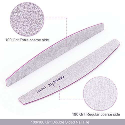 Canvalite 100 PCS Nail File Professional Nail Files Reusable Double Sided Emery Board(100/180 Grit) Nail Styling Tools for Home and Salon Use