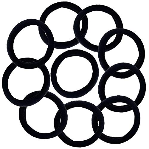 Thick Hair Ties, BETITETO 20 Pieces Seamless Ponytail Holders Scrunchies Women Cotton Stretch Hair Elastics for Thick Heavy or Curly Hair (Upgrade Black)