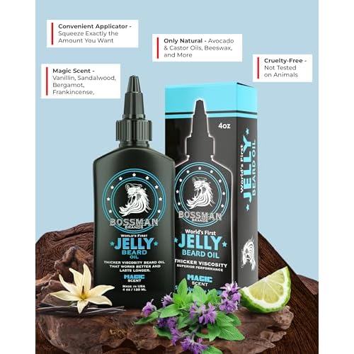 Bossman Jelly Beard Oil for Men (4 oz, Magic Scent) ? Softens, Moisturizes & Conditions with Natural Ingredients
