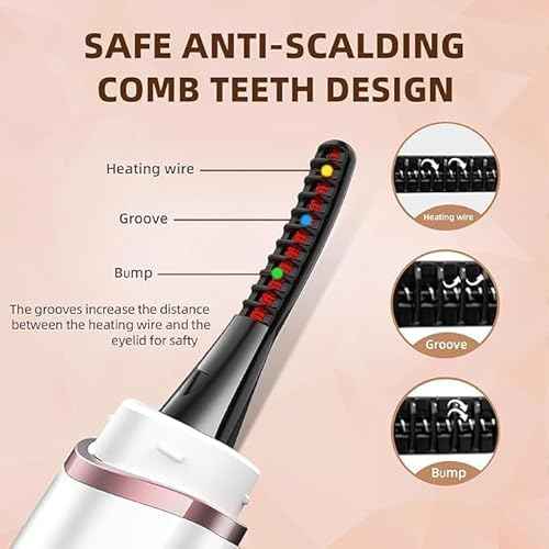 Heated Eyelash Curler, Fast Heat up Within 10s, 24 Hours Long Lasting, Rechargeable Electric Eyelash Curler, Temperature Control, Mini Lash Curler Safe Anti-Burn Eyelash Curle, with LED Display-White
