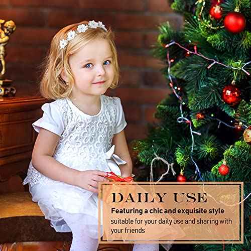 Syhood 2 Pieces Girl Elegant Headband Flower Headpiece White Flower Headband with Ribbon and Rhinestones Cute Bridal Wedding headband for Girl Party Hair Accessories