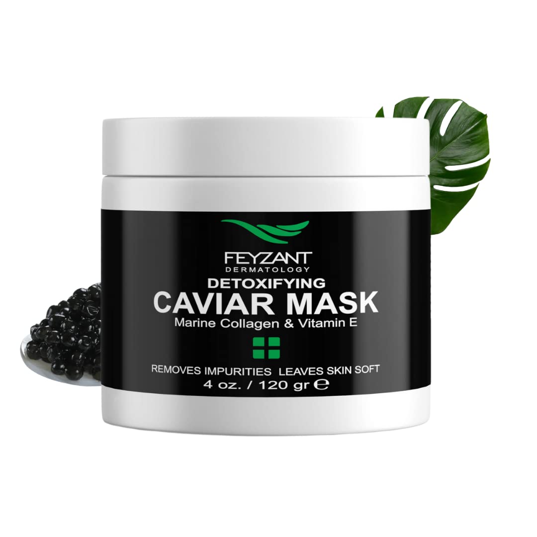 Feyzant Skincare Caviar Face Mask with and Vitamin E - Professional Spa Quality, All Skin Types, Hydrating and Smoothing, 4 oz