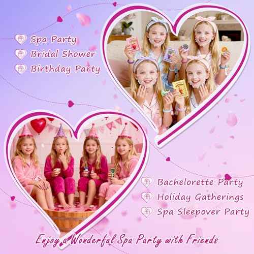 56Pcs Spa Party Supplies Set,Including 8 Spa Kits with Facial Masks Eye Patches Hand Cream Lip Balm Foot Bath Bombs,Ideal Gift for Sleepover,Spa Day,Slumber & Birthday Party Favors