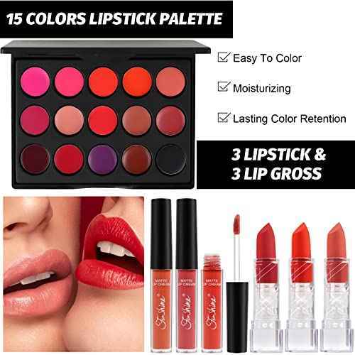 Fenshine All In One Makeup Kit for Women Full Kit, Makeup Gift Set for Women Beginners, Makeup Essential Starter Bundle Include Eyeshadow Palette Lipstick Eyebrow Pencil Brush Set (Type C)