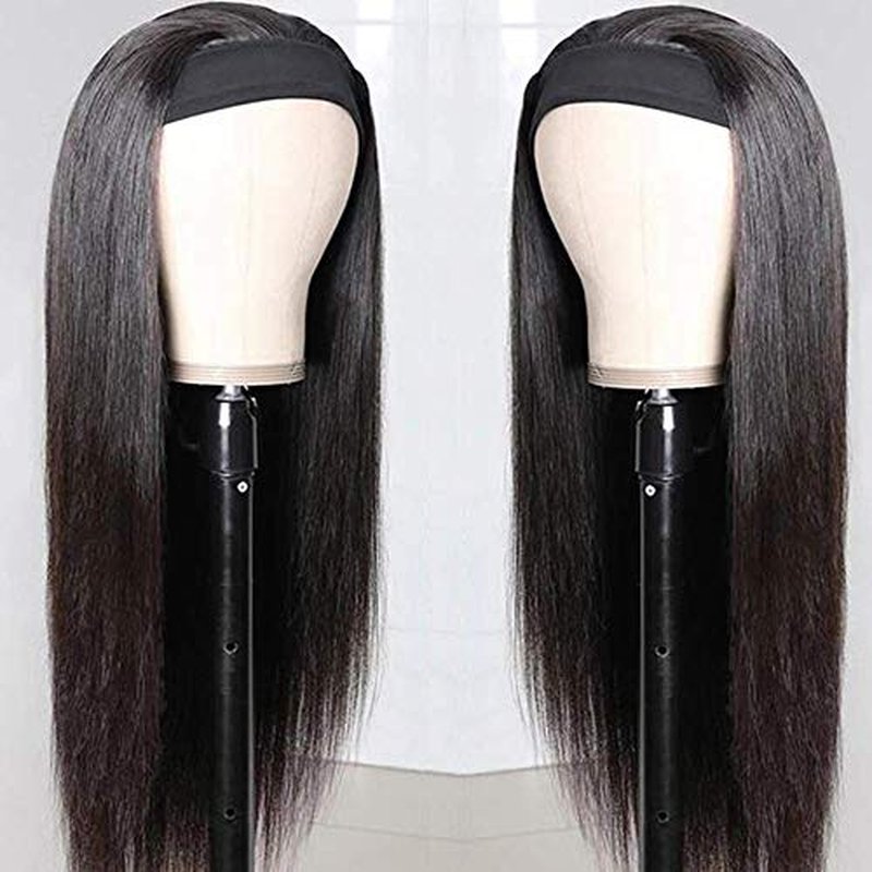 TNICE Headband Wig Human Hair Straight 24 Inch Headband Wigs for Black Women Glueless None Lace Front Human Hair Headband Wig Brazilian Virgin Hair Wear and Go Wigs 150% Density Natural Black