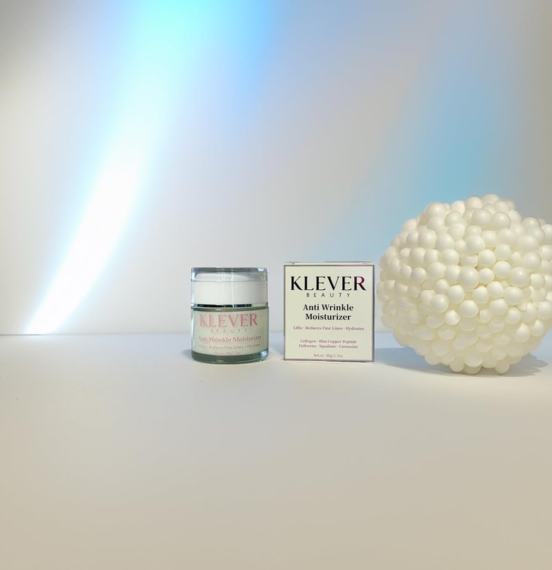 KLEVER Beauty Anti-Aging Face Cream – Collagen + Blue Copper Peptide Moisturizer, Fullerene & Squalane – Firming & Wrinkle Reduction, 1.7 oz