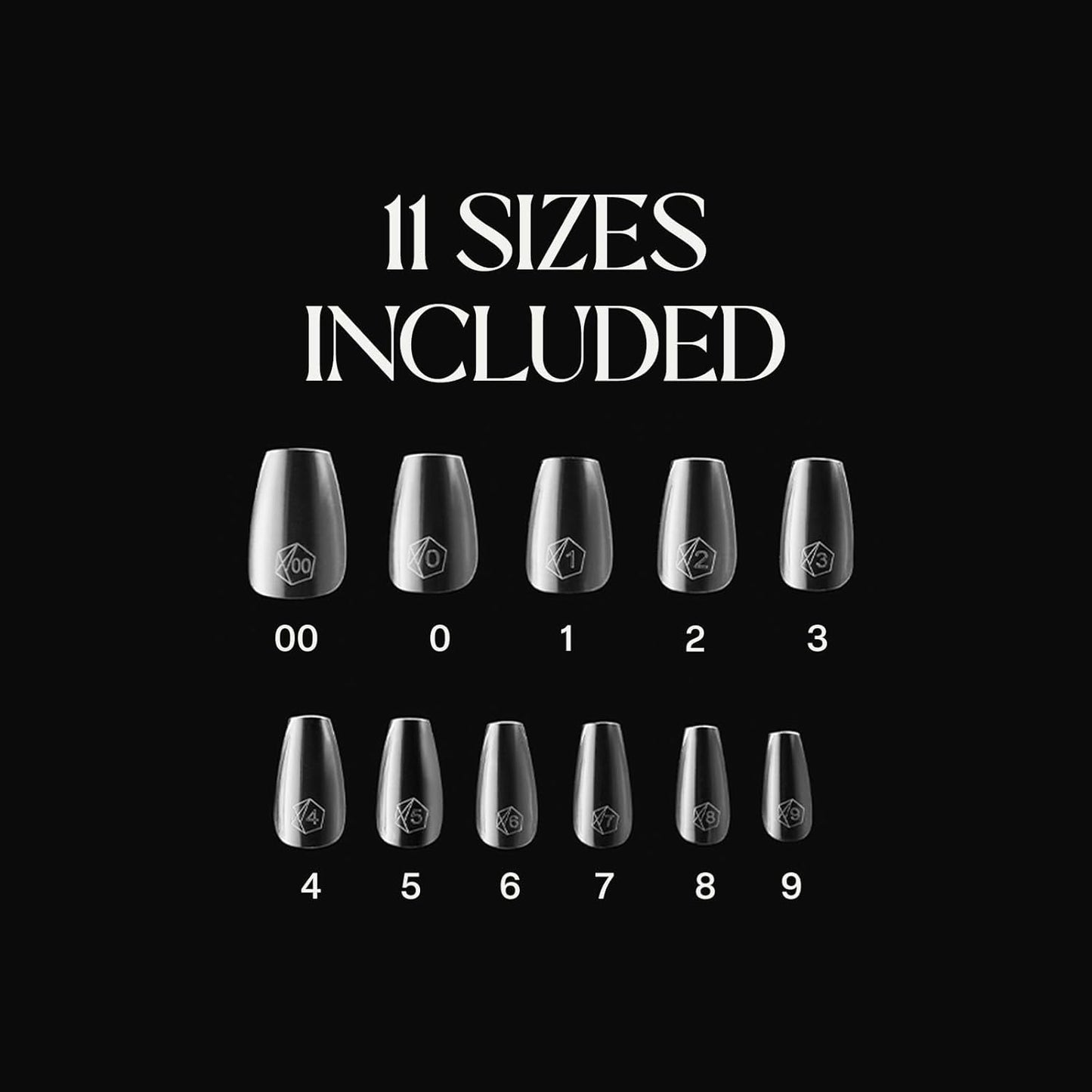 Gel-X® Natural Coffin Short Tips - 500pc Premium Gel Nail Tips | 11 Sizes 00-9