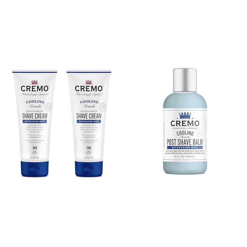 Cremo Cooling Shave Cream & Post Shave Balm - Soothes Razor Burn, 4 Oz | Barber Grade Formula