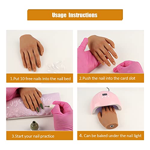 Practice Hand for Acrylic Nails with Stable Clamp,Silicone Flexible Bendable Mannequin Fake Hands to Practice Fake Nails for Nail Art Training Practice Display Tools