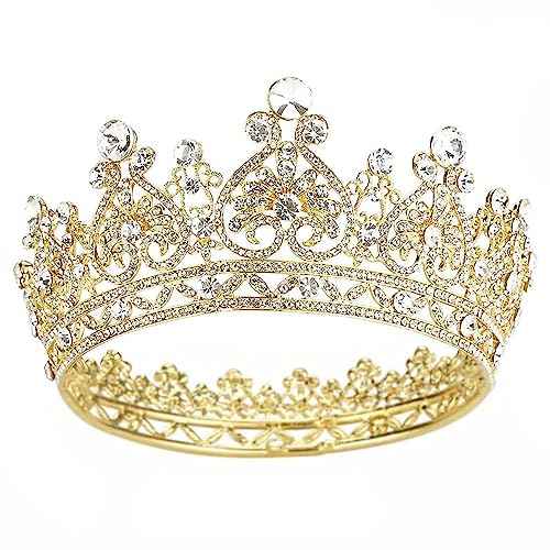 COCIDE Crown for Women Crystal Queen Crowns and Tiaras Girls Full Round Wedding Headband Hair Accessories for Birthday Pageant Prom Bridal Party Halloween Costume