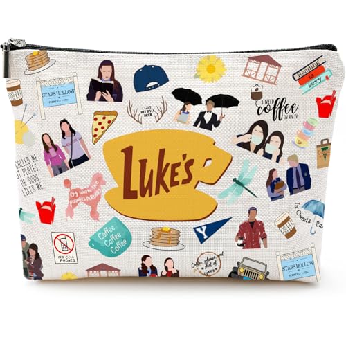 Gilmore Makeup Bag, TV Show Merchandise Fans Gifts, Luker's Dinner Inspired Presents, Cosmetic Toiletry Case with Zipper, Travel Essentials Organizer for Women/Sister/Friend