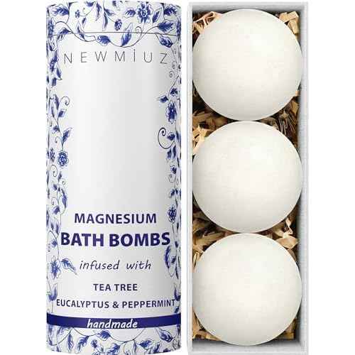 Magnesium Bubble Bath Bombs Long Lasting Foaming Sore Muscles Recovery Tea Tree Relaxing Stress Relief Calming Self Care Spa Gift for Birthday Christmas