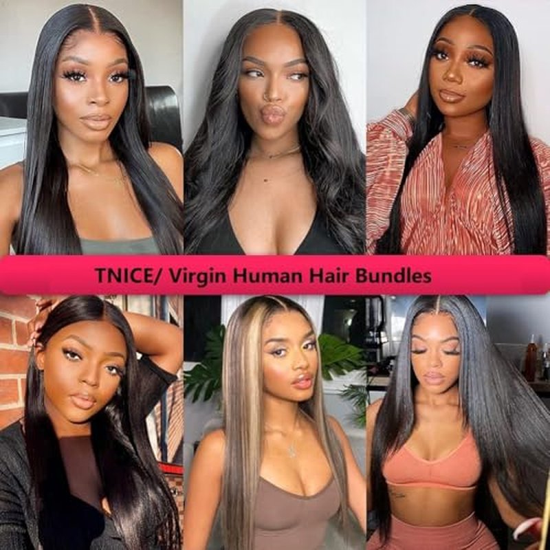 Straight Human Hair Bundles 26 26 26 Inch Brazilian Straight Hair Bundles 100% Unprocessed Virgin Hair Weave Bundles Human Hair Extension for Women Natural Color