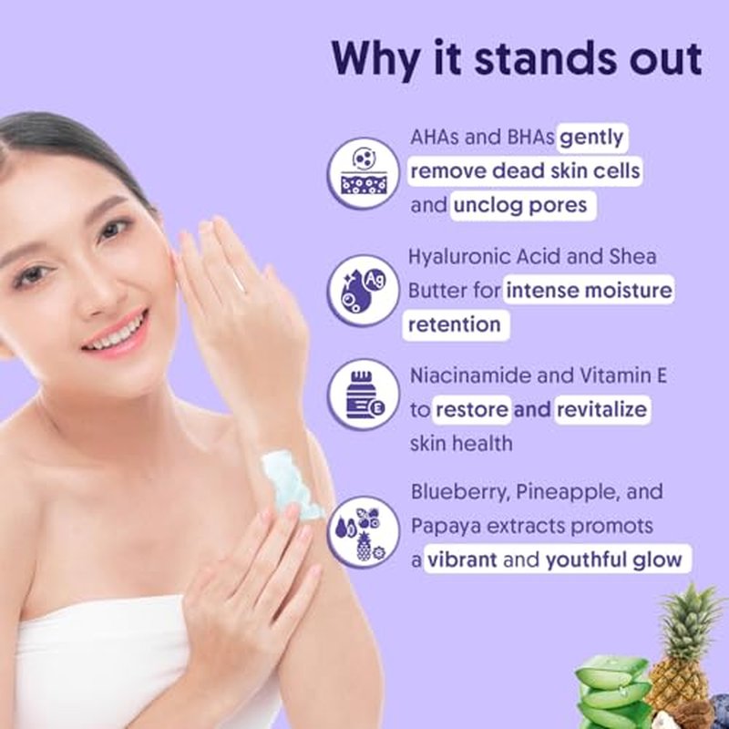 Aravi Organic 10% AHA + 1% BHA Exfoliating Body Lotion - Glycolic & Lactic Acid Body Lotion with Niacinamide - Smooths Rough & Bumpy Skin with Anti-Aging - 6.76 Fl Oz / 200ml