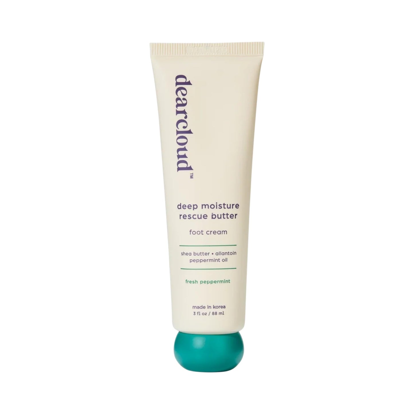 dearcloud Rescue Butter Foot Cream – Cracked Heel Repair Cream with Shea Butter, Urea, Peppermint Oil & Allantoin – Korean Foot Cream - 3 fl oz (Fresh Peppermint)