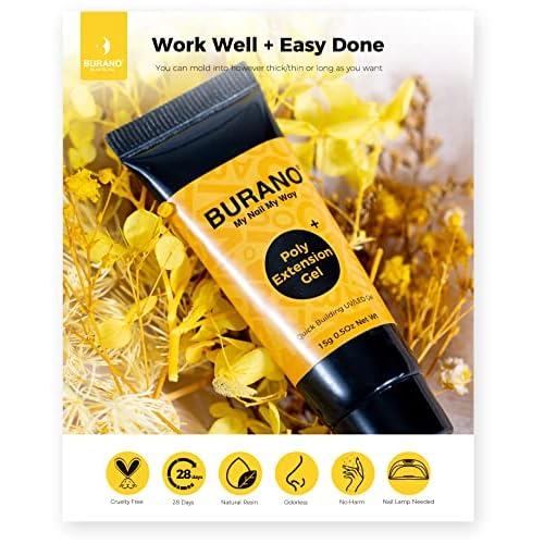 BURANO Poly Extension Gel Nail Kit, 6 Colors Nail Poly Nails Builder Gel Set for Beginner & Professional Using, DIY Starter Kit Nail Art Gift (glitter)