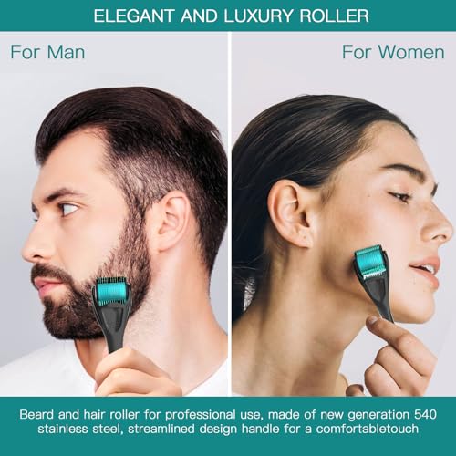 Derma Beard Roller Roller with 540 Titanium Micro Needles Designed for Use at Home on the Face