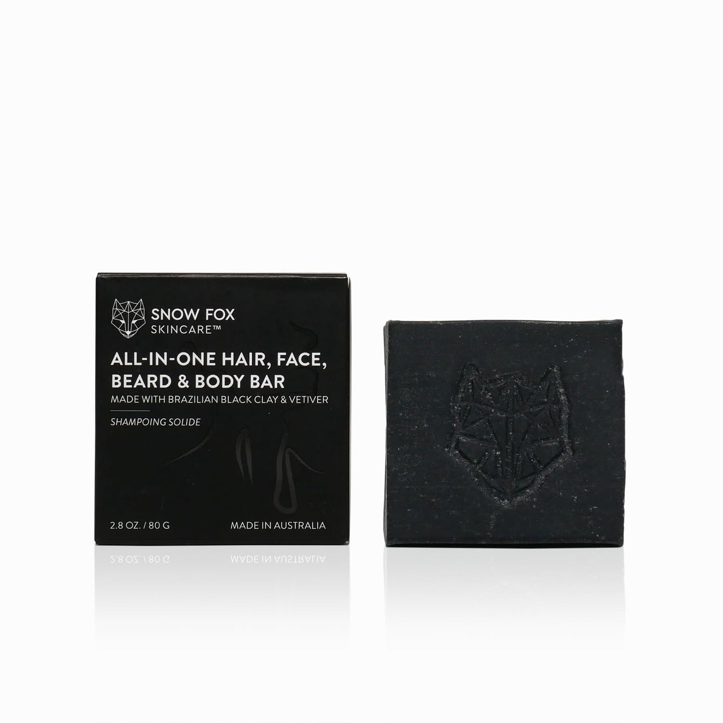 Snow Fox Skincare All-in-one Multi-Use Bar, Sandalwood Scent, 2.8oz - Shampoo, Conditioner, Face & Body Wash - Natural Ingredients, All Skin & Hair Types