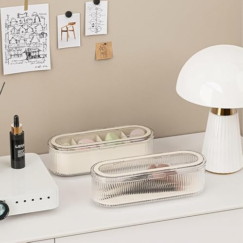 Makeup Brush Holder Organizer Clear Acrylic Makeup Sponges Organizer,Cosmetic Storage Case with Lid Display Case for Vanity (Brush Organizer)