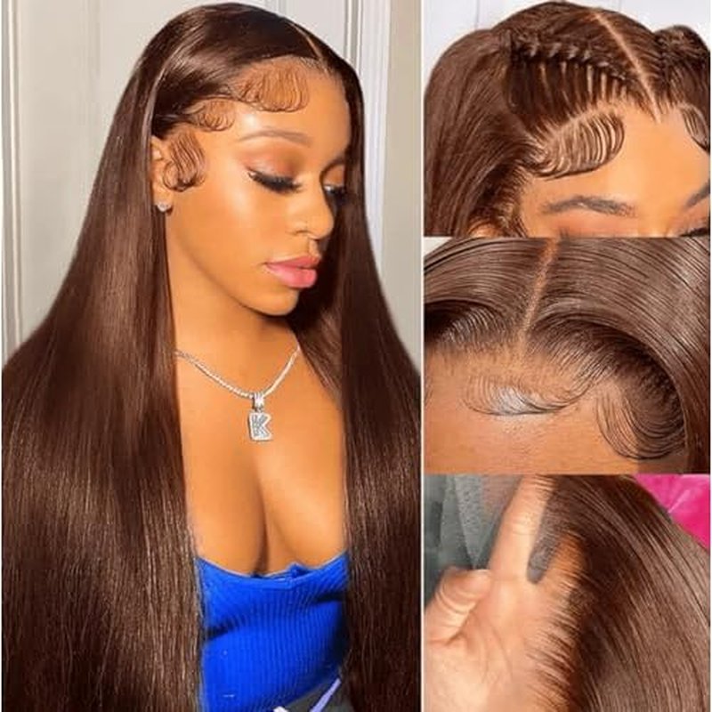 28 Inch Chocolate Brown Lace Front Wigs Human Hair #4 Brown 13x6 Lace Front Wigs Human Hair 200% Density HD Lace Frontal Wig Human Hair Glueless Lace Closure Wigs Pre Plucked For Women