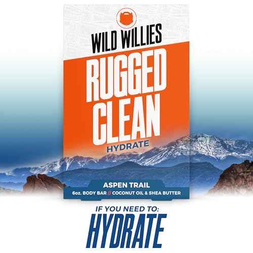 Wild Willies Moisturizing Mens Bar Soap - Bath Soaps with Shea Butter for Odor Protection - Natural Body Bar for Men - Aspen Trail Scent, 3 Pack