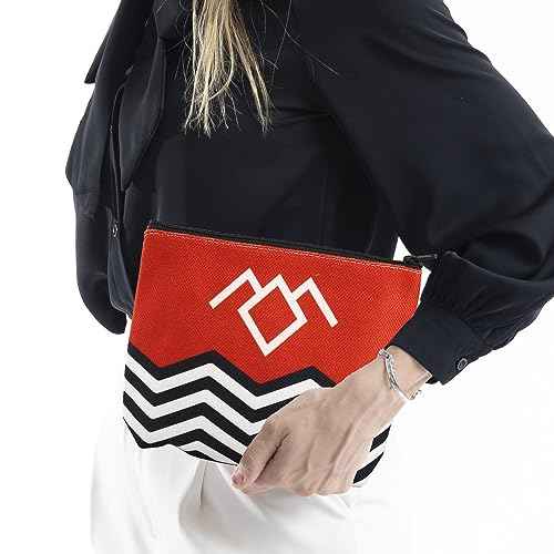 T Peaks TV Show Inspired Red Black & White Welcome To T Peaks Canvas Makeup Bag (Red)