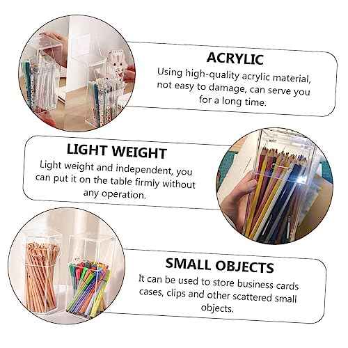 2Pcs Acrylic Makeup Brush Holder with Lid, Clear Makeup Holder, Cosmetic Organizer Cosmetic Storage Display Box for Dressing Tables and Vanity, 3.34 x 3.34 x 8.25inch